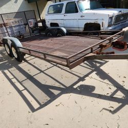 16ft Flatbed Cargo Hauler Utility Trailer With Loading Ramp