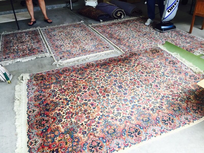 Karastan ivory kirman #759 floral 4pc oriental rug set