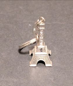Eiffel Tower Keychain Charm Silver Tone