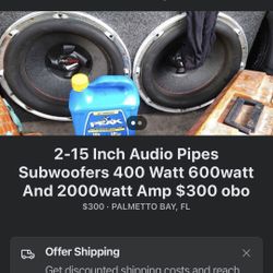 2-15”inch Audio Pipe Subwoofers With Box $200