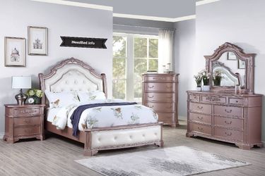Rose Gold and White complete bedroom set $2699.99 or $100 per week