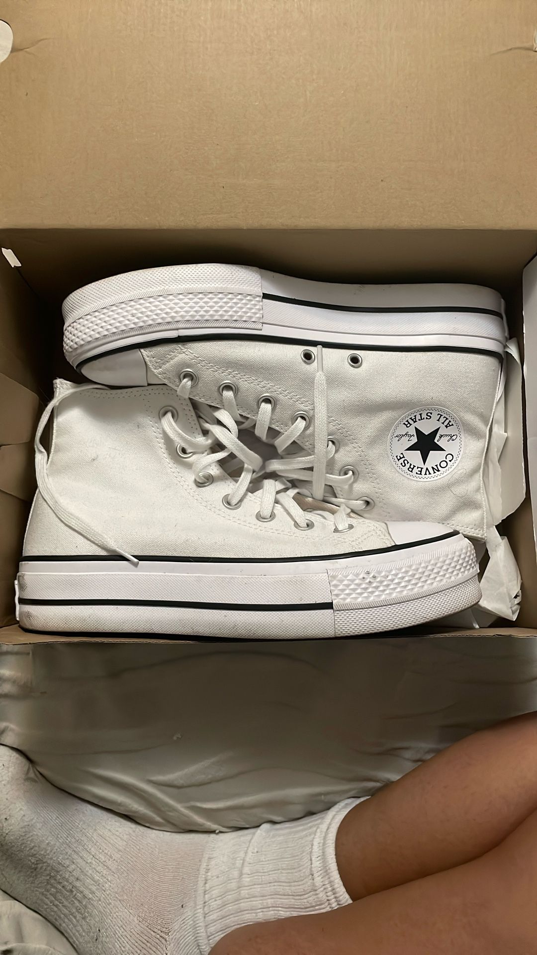 White Converse Platforms