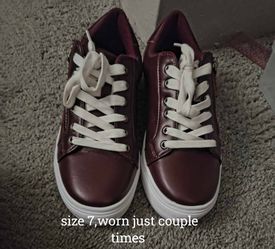Burgundy Leather Sneakers Size 7