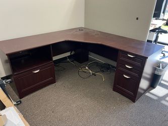 Realspace® Magellan Performance 71"W L-Shaped Corner Desk, Cherry