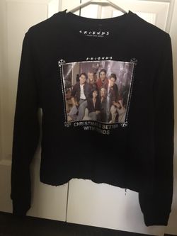 New Women’s Unhemmed FRIENDS Christmas Sweatshirt-XS