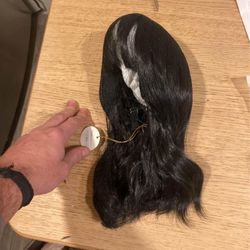 Synthetic slightly waivy Straight Hair WIG, Black