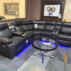 Black Power Reclining Sectional 