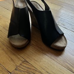 Aerosoles Black Cork Slingback Sandlas