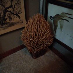 Dried Wheat  In Basket Decor.  