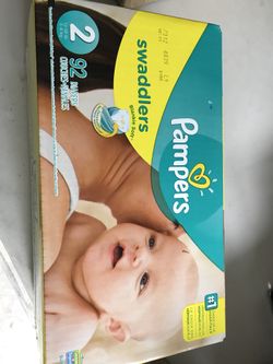 Unopened box pampers swaddle her’s size 212 to 18 pounds 92 count