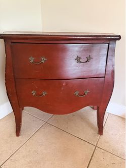 Vintage Red Wood 2-Drawer Accent Chest / Side Table