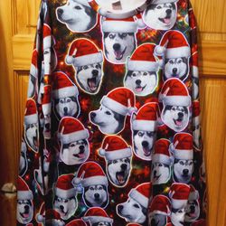 Christmas Dog Long Sleeve Shirt  Sz XL