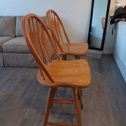 2 Oak Barstools 