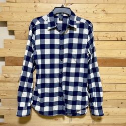 Uniqlo Men’s Blue Plaid Long sleeve 100% Cotton Button Down Casual Shirt size S
