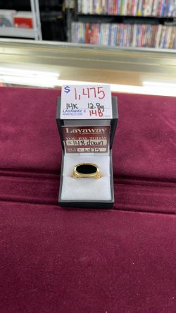 14K Gold Black Onyx Size 9 : 12.8 Grams 