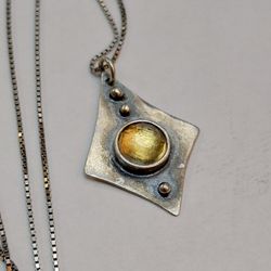 Handmade silver stone pendant with necklace