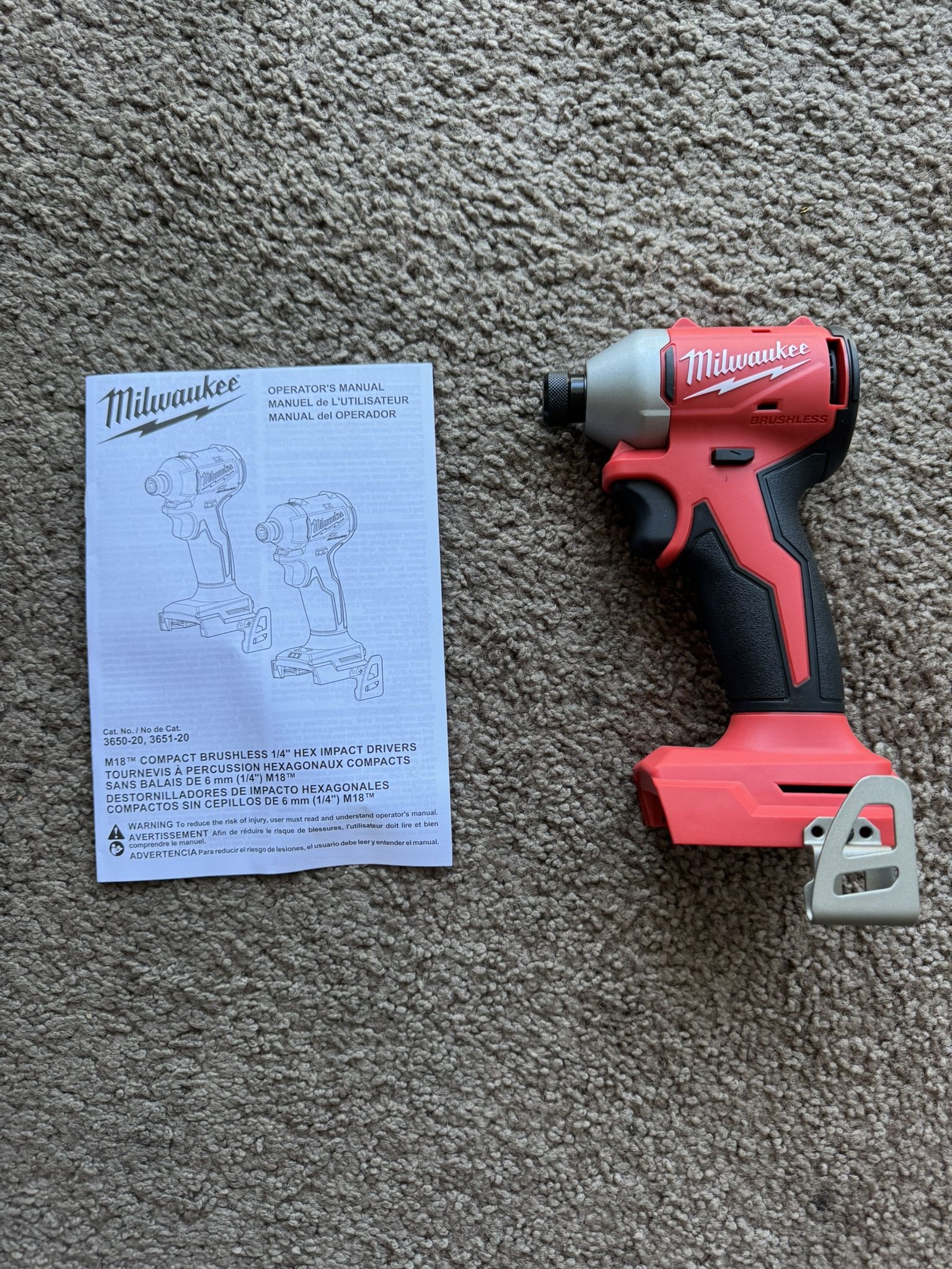 Milwaukee Impact Driver 1/4” 3650-20 M18 Brushless Cordless (Brand New, Tool Only)