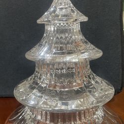 Christmas; Gorham Three Tier Christmas Tree Candy Dish, Glass Christmas Tree Candy Dish, Christmas Tree Double Candy Dish