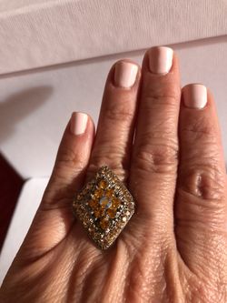 Adjustable Amber colored rhinestone costume ring
