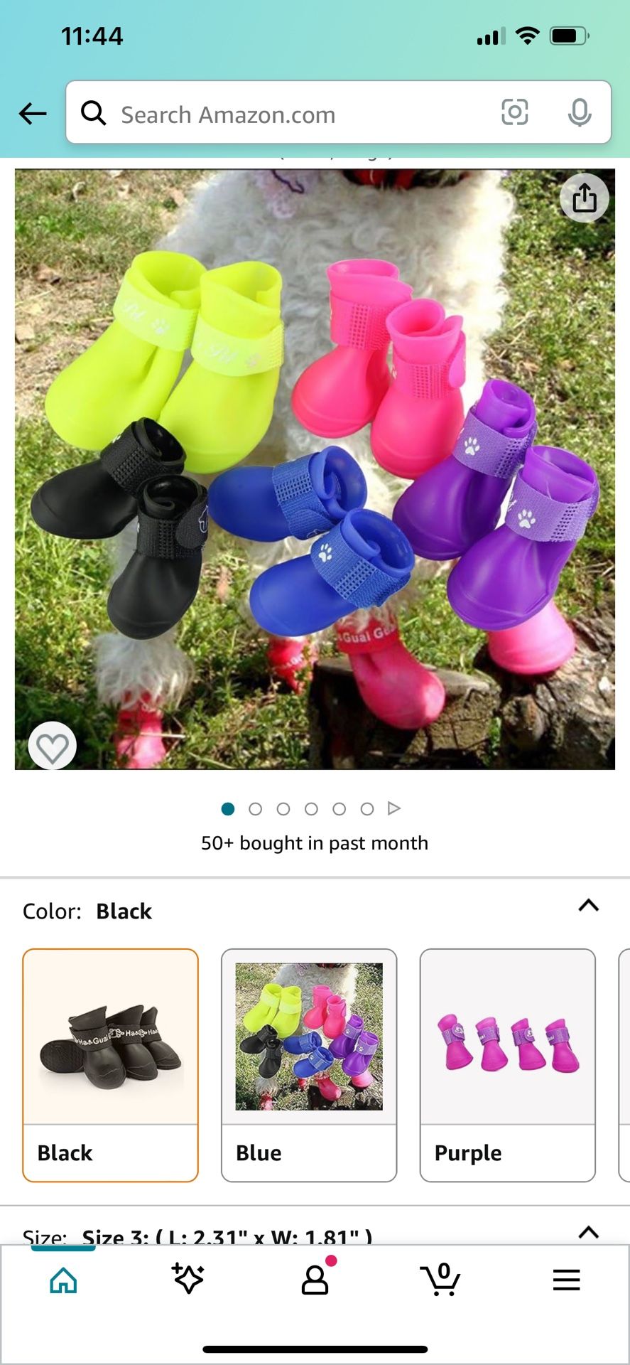 Cdycam Puppy Dogs Candy Colors Anti-Slip Waterproof Rubber Rain Shoes Boots Paws Cover (Black, Large)