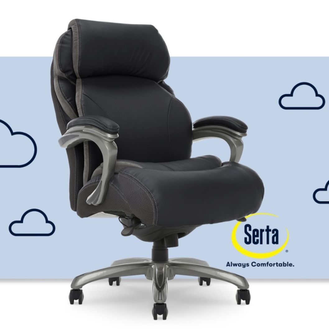 Serta - Big & Tall with Smart Layers Technology and AIR Lumbar Bonded Leather Executive Chair - Black #667