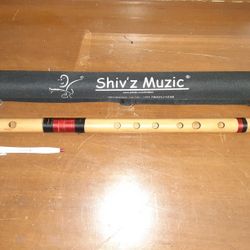 Bansuri Flute, Red And Black Accents