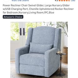 Like New Power Recliner Chair Swivel Glider, Large Nursery Glider w/USB Charging Port, Chenille Upholstered Rocker Recliner for Bedroom, Nursery, Livi