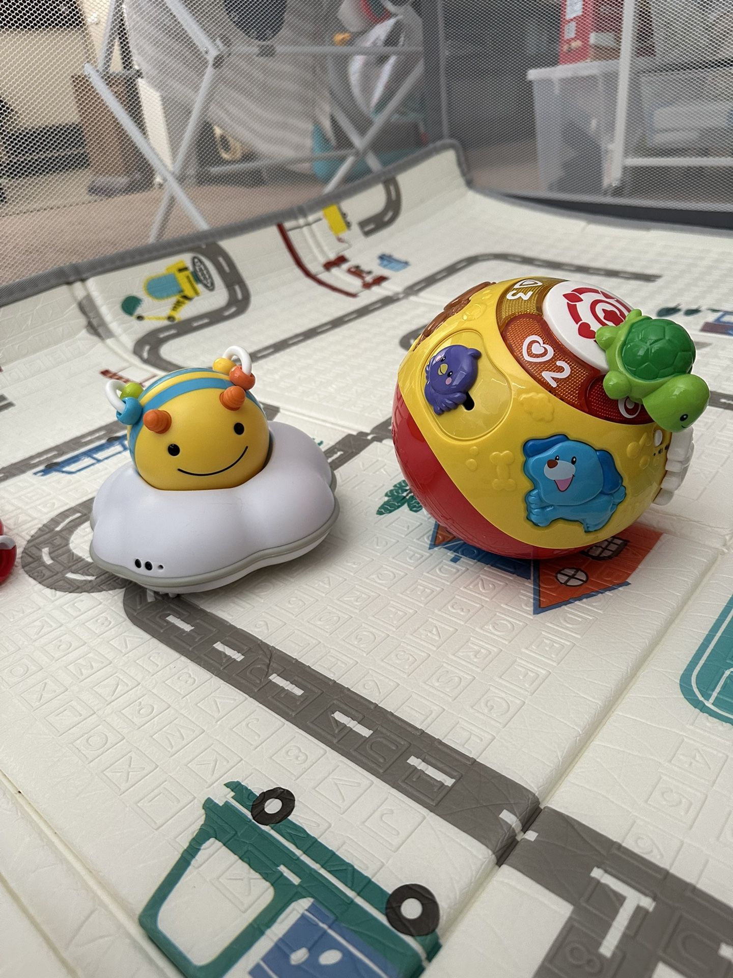 VTech Wiggle and Crawl Ball & Skip Hop Baby Follow-Me Bee Tummy Time Crawl Toy