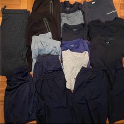 16 pc mens old navy athletic zipper shorts, tshirts  size small