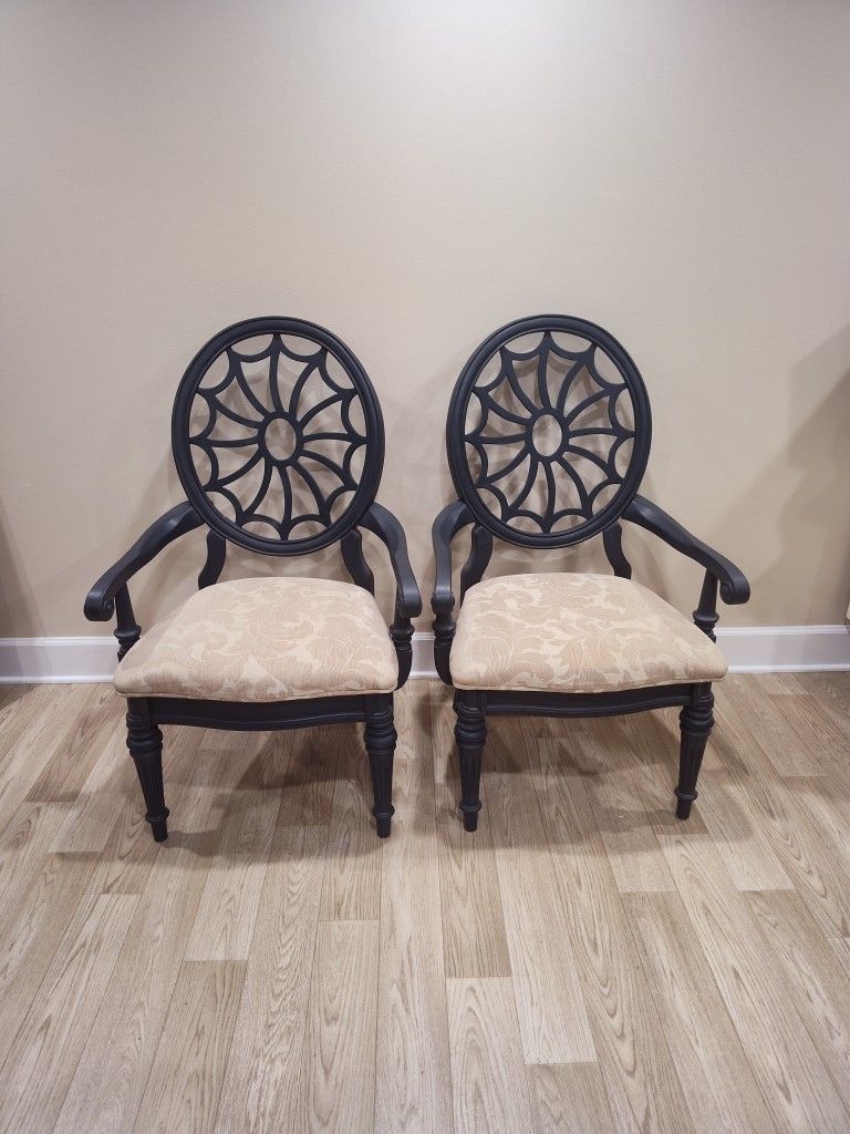 Blue Spider Back Armchairs