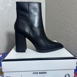 Steve Madden HARDE BLACK LEATHER size 9 new in box womens boots
