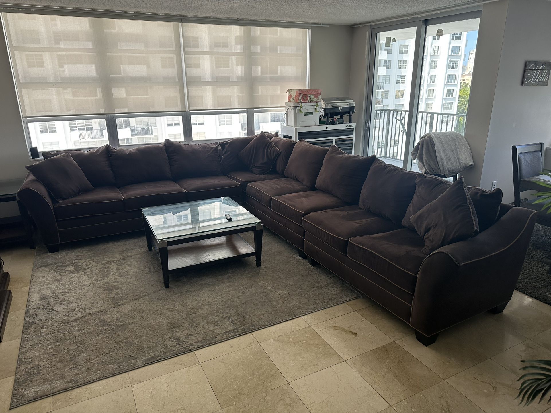 Sectional Couch And Tables 