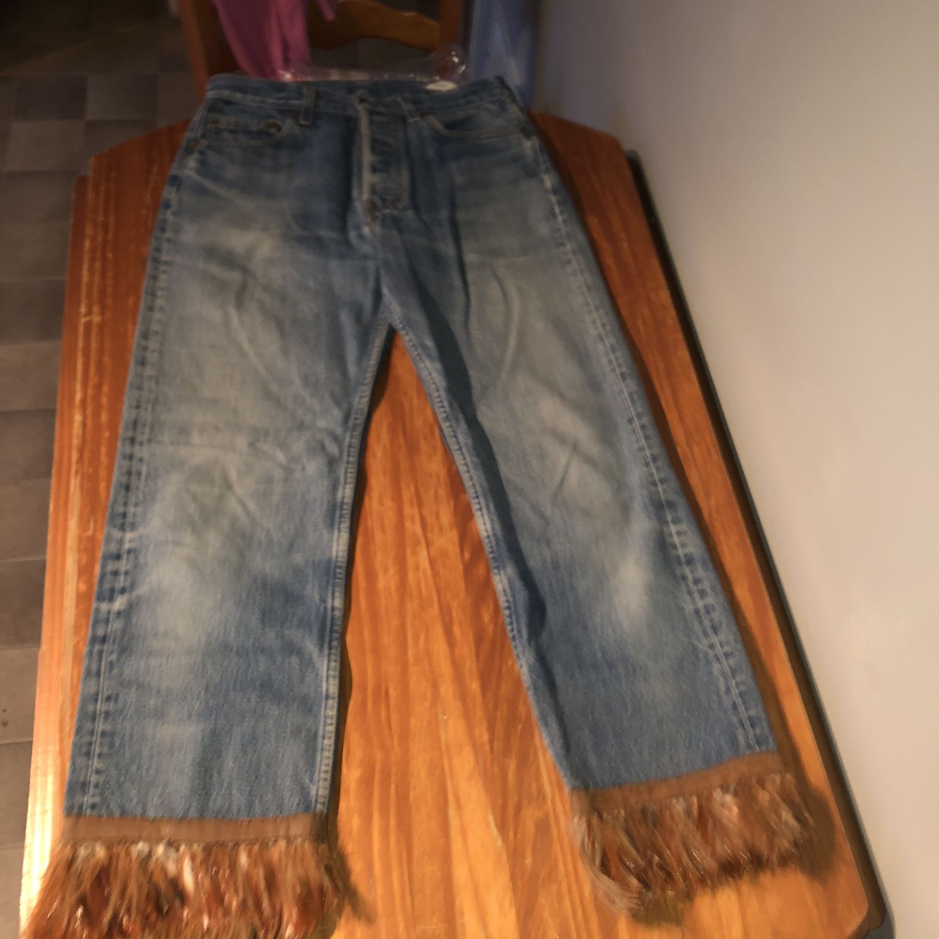 Boutique Custom Levi’s Feather Bottom Button Fly Jeans