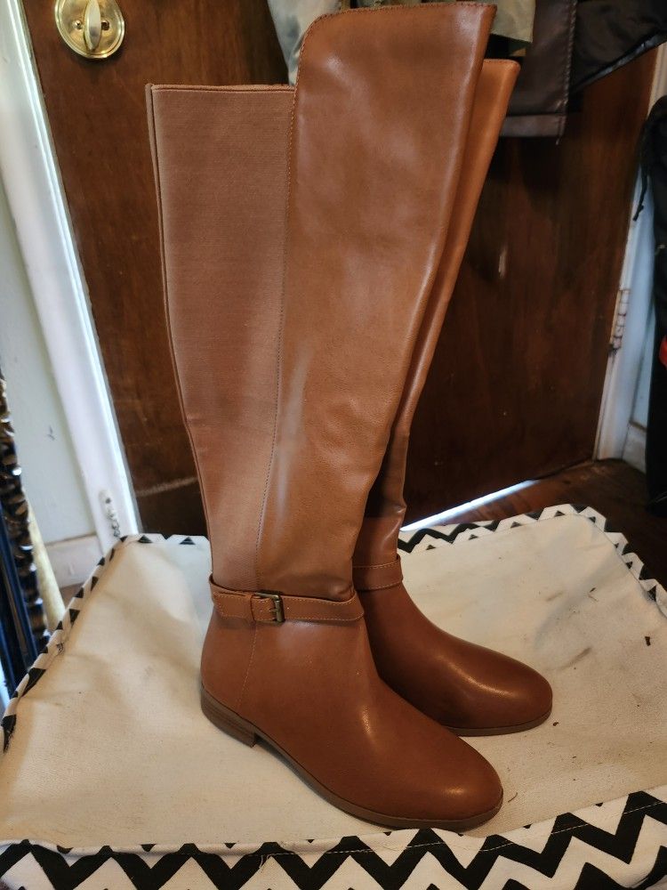 Womens Boots Wide Calf Boots Tan Color 