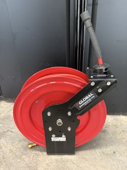 NEW! GLOBAL #534173 Retractable Steel Hose Reel w/ 3/8" x 50'L Hose, 300 PSI!!