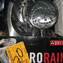 Delta HydroRain Two-in-One 4-Spray Patterns 6 in. Wall Mount Dual Shower Heads with MagnaTite in Brushed Nickel