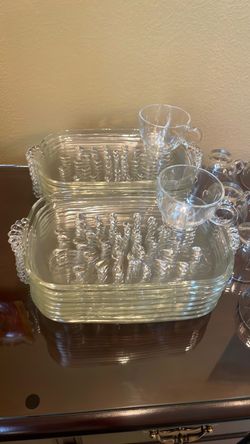 Vintage Hazel Atlas Crystal Dishes 32 Piece Snack Set