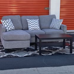 Gray Sectional Sofa With Reversible Chaise 