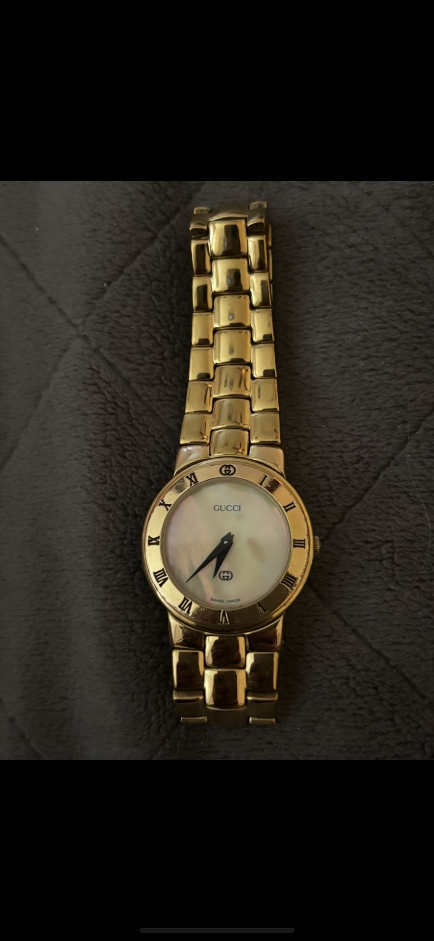 Women Gold Plated Pearl Faced Watch Authentic Rare