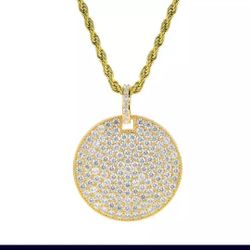 ICED OUT CIRCLE MEDALLION AND CHAIN
