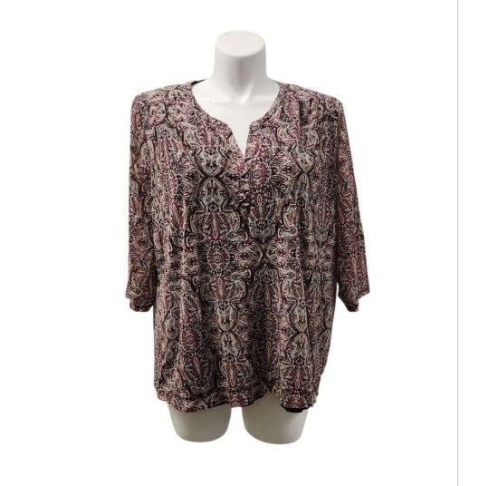 Croft & Barrow Size 3X Women's Multicolor Paisley Blouse