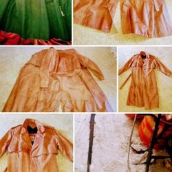 Long Leather Trench Coat Medium