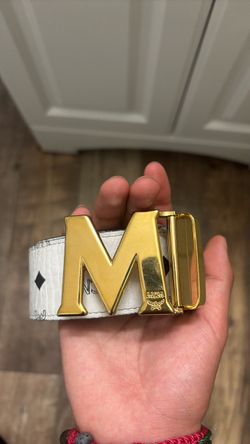 Authentic White Mcm Belt