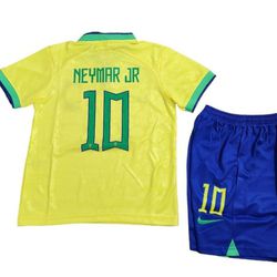 Brasil # 10 Neymar Jr Soccer KID'S Set ( Jersey & Short ) . SIZE 6 
