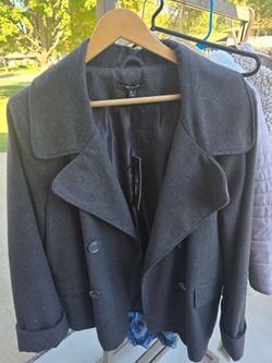 Larry Levine Gray Wool Peacoat Size XL