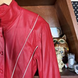 Vintage Lillie Rubin - Red Peplum Leather Jacket - Women’s 4 Small