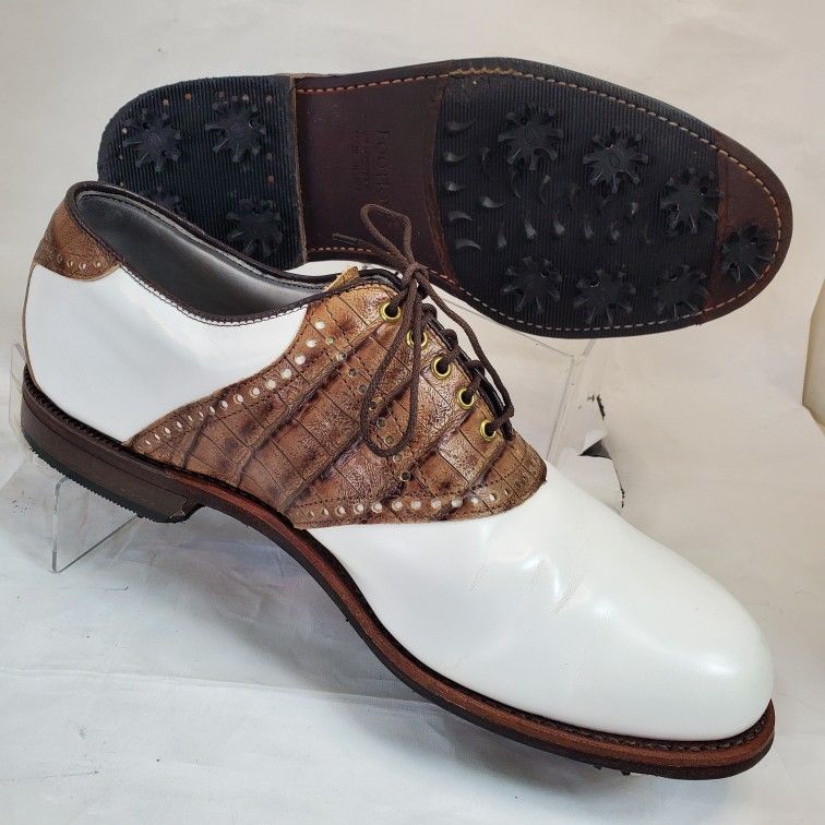 Footjoy Vintage Premiere Classics Dry Croc Men's Size 11 D Golf Shoes Brown White