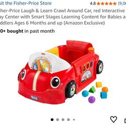 Fisher-Price Laugh & Learn Crawl Around Car, red Interactive Play Center with Smart Stages Learning Content