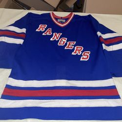 Authentic New York Rangers Jersey Mens 48 Clean Ccm 90s Vintage Mic Sewn Blue