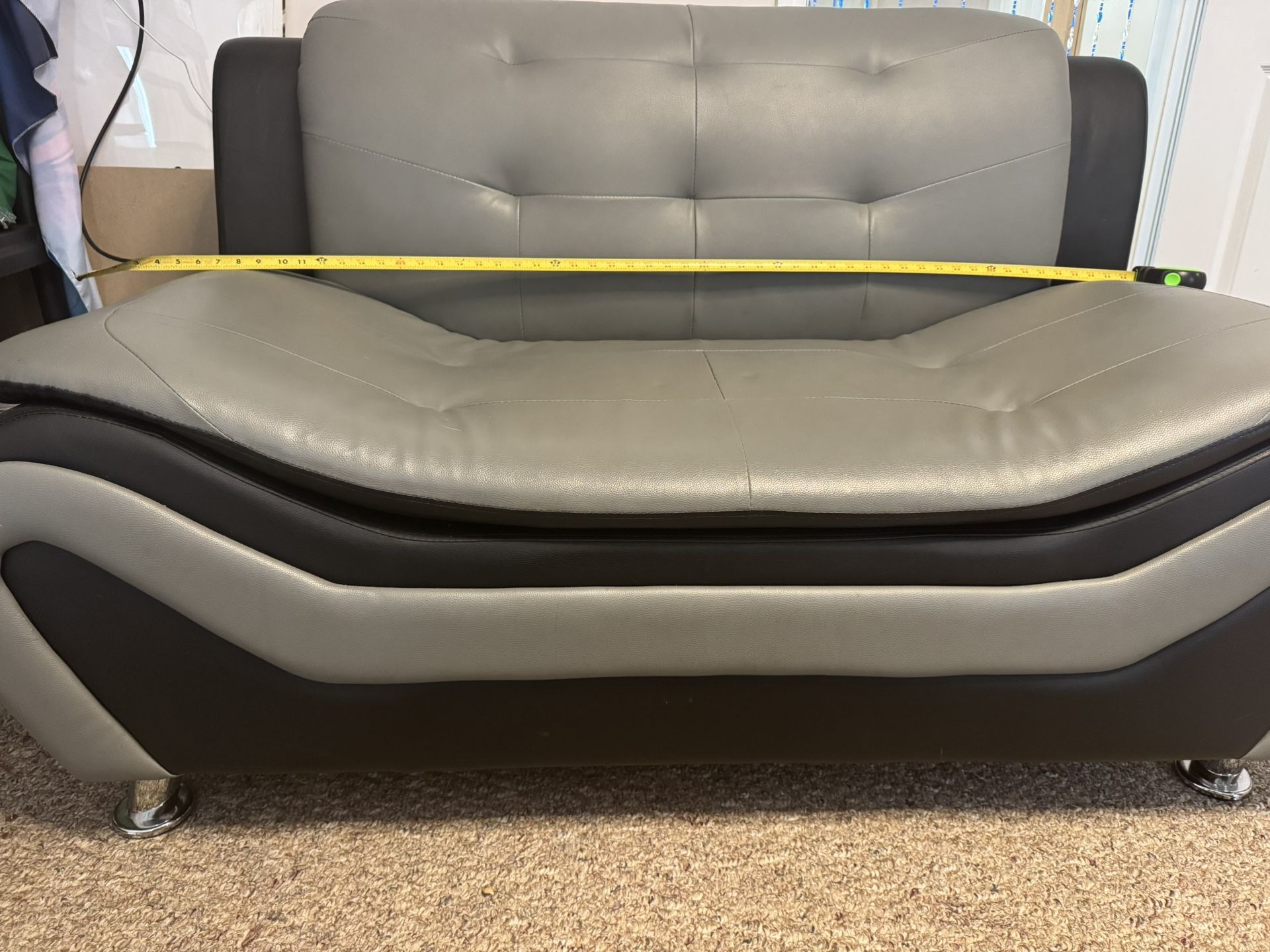 Faux Modern Leather Black And Gray Small Sofa